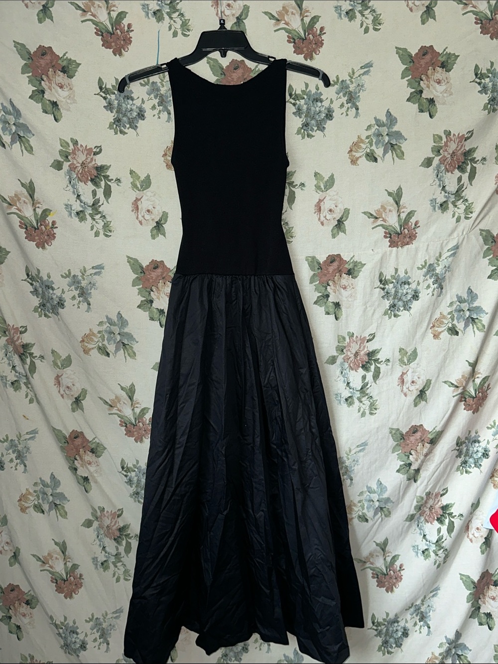 St. Agni Black Sleeveless Maxi Dress with Full Skirt
